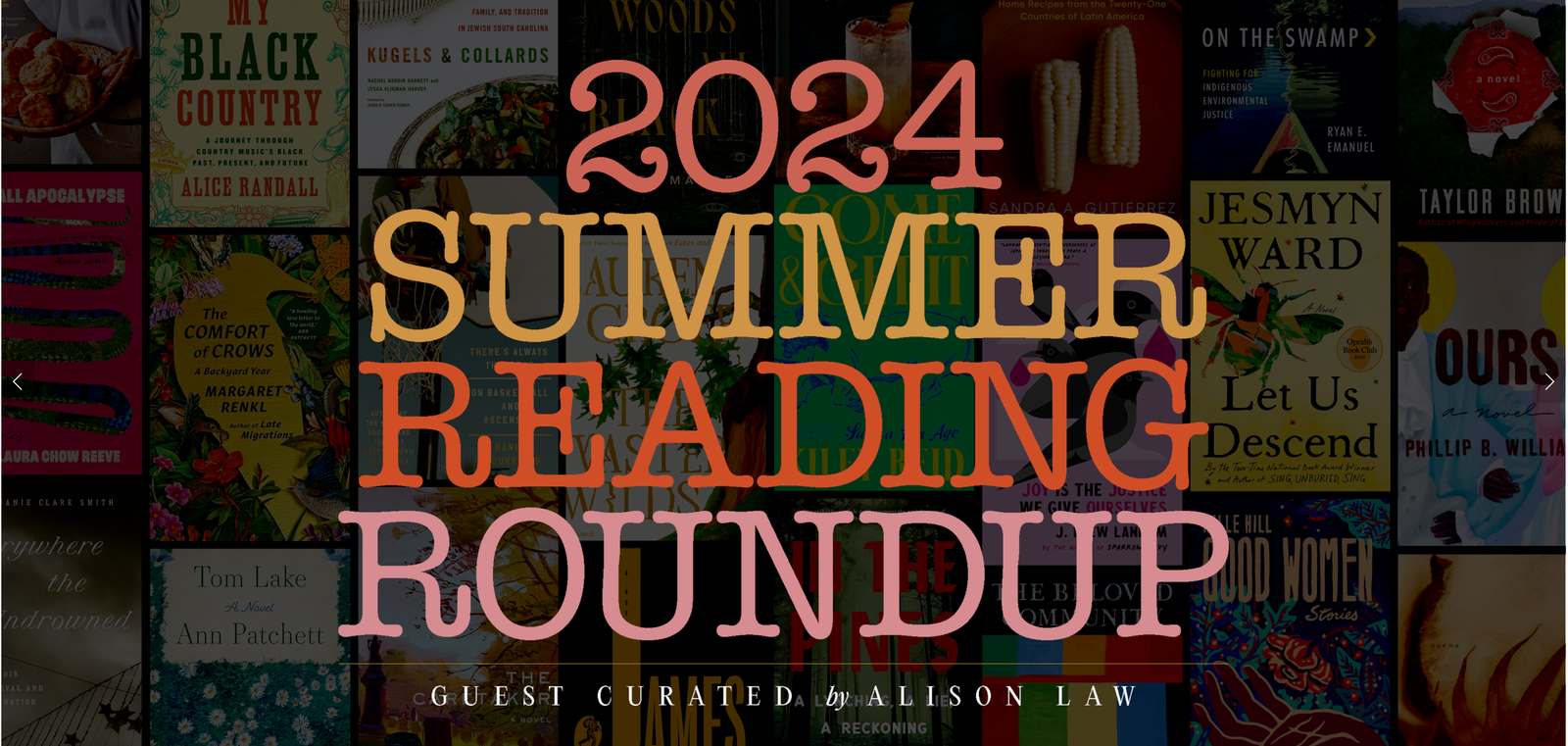 Text reads 2024 Summer Reading Roundup curated by Alison Law